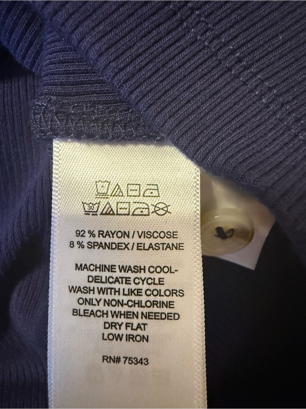 Tahari Navy Ribbed Button-Front Tank - Picture 6 of 6